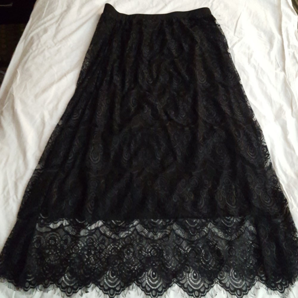 🌟NY Collection Black Lace Stretchy Skirt